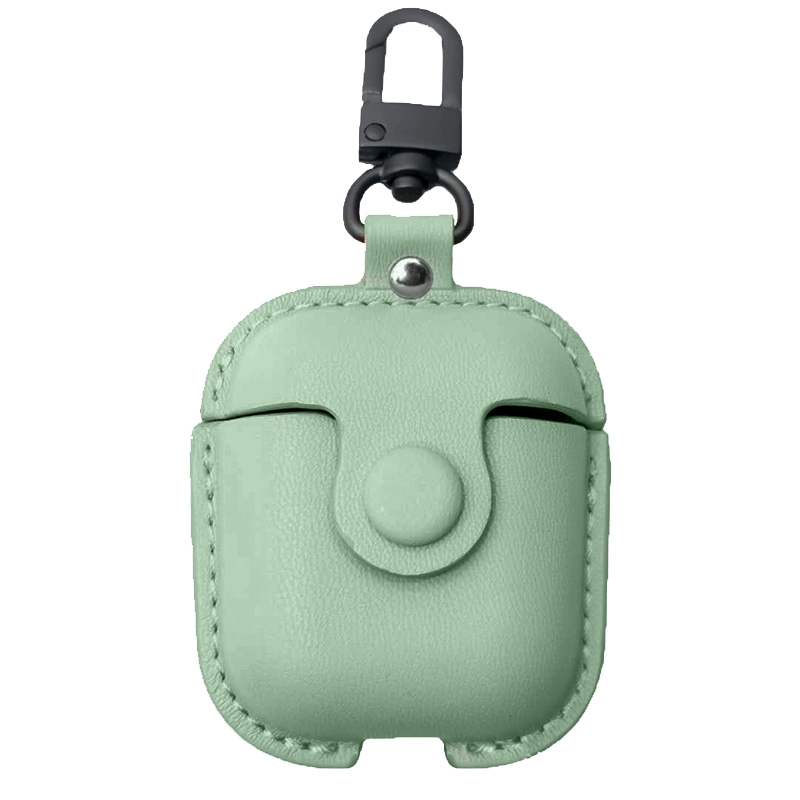 Шкіряний футляр Leather bag для навушників AirPods (Зелений)