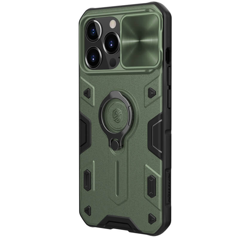 TPU+PC чехол Nillkin CamShield Armor no logo (шторка на камеру) для Apple iPhone 13 Pro Max (6.7") (Зеленый)