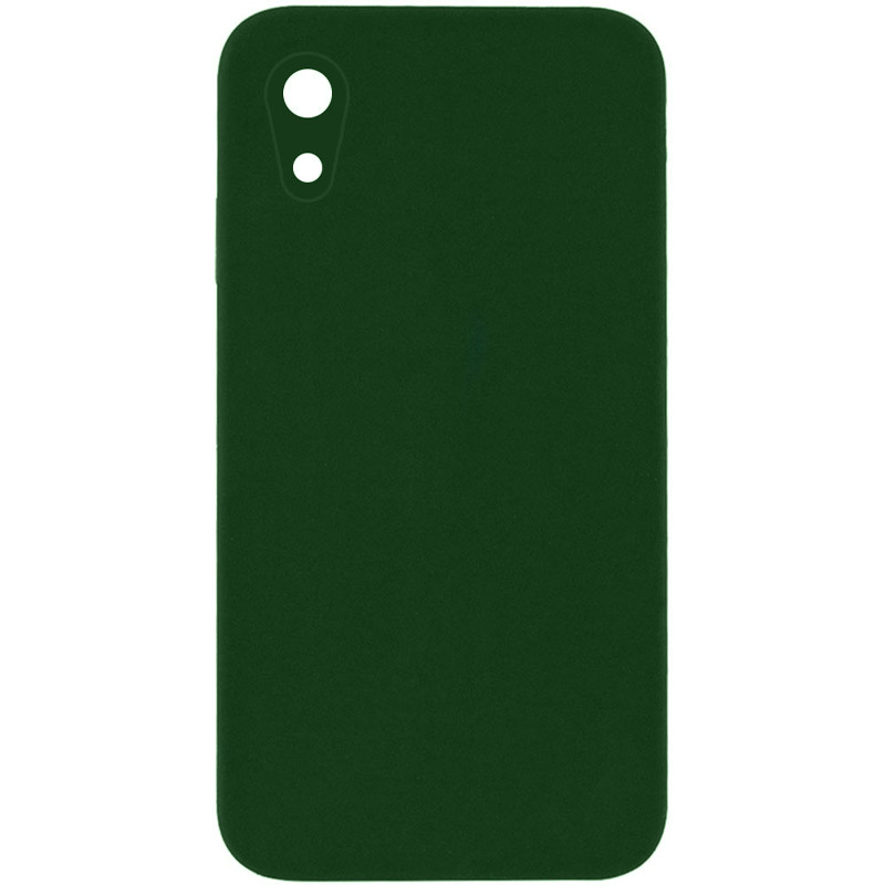 Silicone Case Square Full Camera Protective (AA) NOLOGO для Apple iPhone XR (6.1") (Зеленый / Army green)