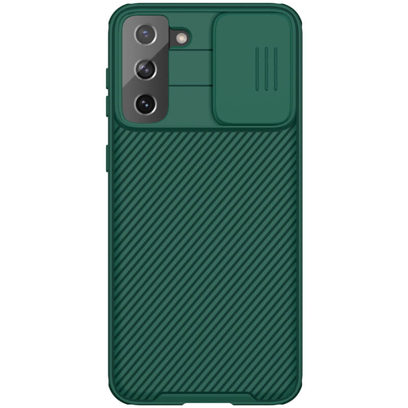 Карбоновая накладка Nillkin Camshield (шторка на камеру) для Samsung Galaxy S21+ (Зеленый / Dark Green)