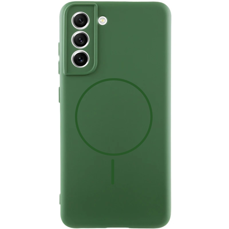 Чохол Silicone Cover Lakshmi Full Camera (AA) with MagFit для Samsung Galaxy S21 FE (Зелений / Dark green)