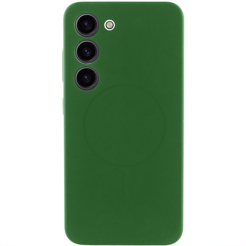 Чохол Silicone Cover Lakshmi Full Camera (AA) with MagFit для Samsung Galaxy S23 (Зелений / Dark green)