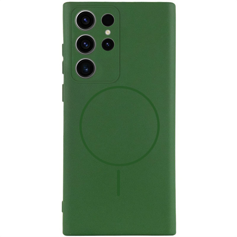Чехол Silicone Cover Lakshmi Full Camera (AA) with MagFit для Samsung Galaxy S24 Ultra (Зеленый / Dark green)