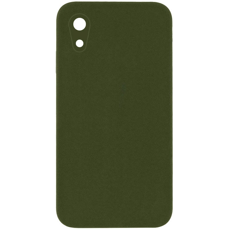 Silicone Case Square Full Camera Protective (AA) NOLOGO для Apple iPhone XR (6.1") (Зеленый / Dark Olive)