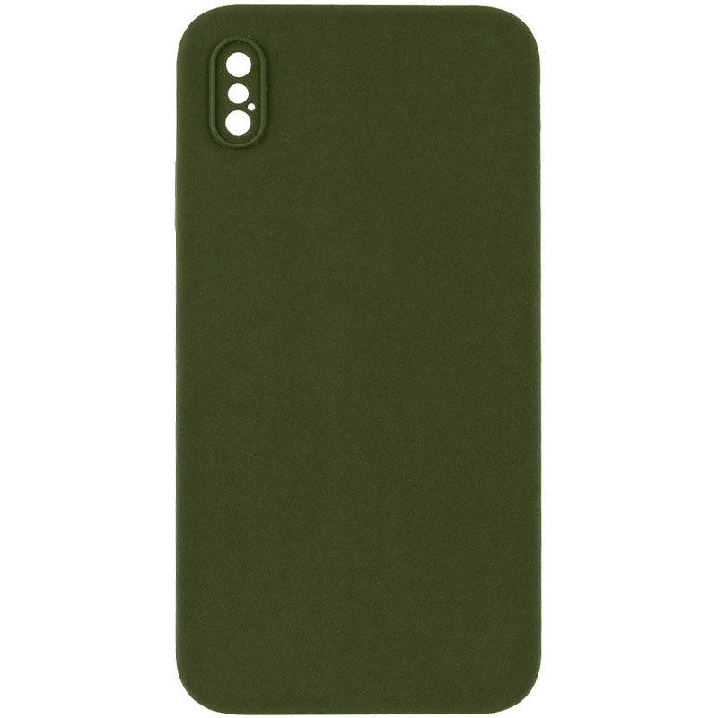 Silicone Case Square Full Camera Protective (AA) NOLOGO для Apple iPhone XS Max (6.5") (Зелений / Dark Olive)