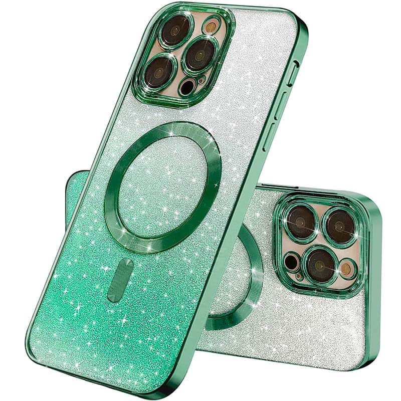 TPU чехол Delight case with MagSafe с защитными линзами на камеру для Apple iPhone 13 Pro (6.1") (Зеленый / Emerald)