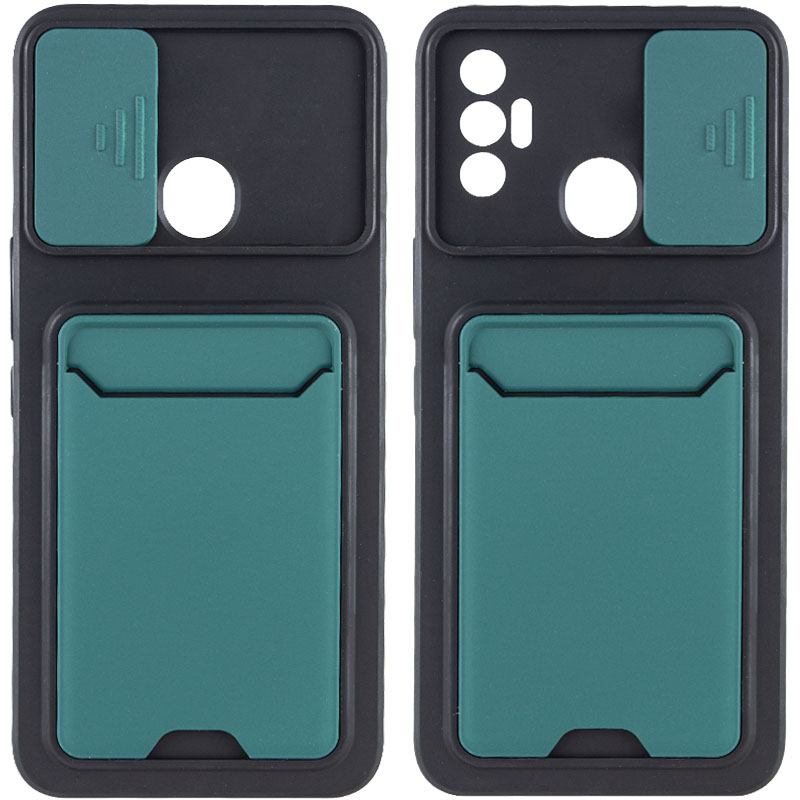 TPU+PC чехол Card Holder для TECNO Spark 7 (Зеленый)