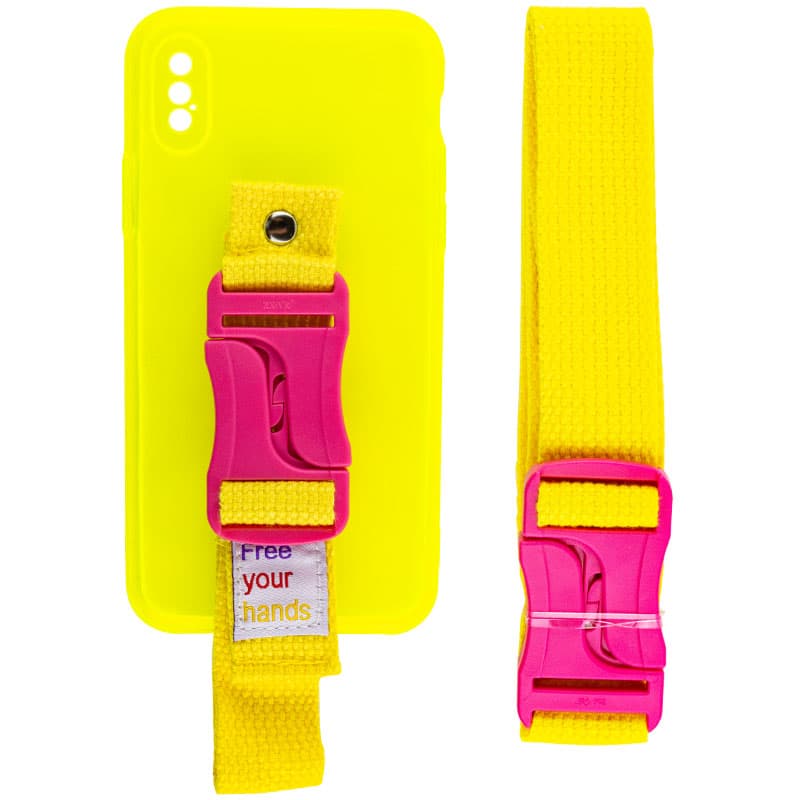 Чехол Handfree с цветным ремешком для Apple iPhone XS Max (6.5") (Желтый)