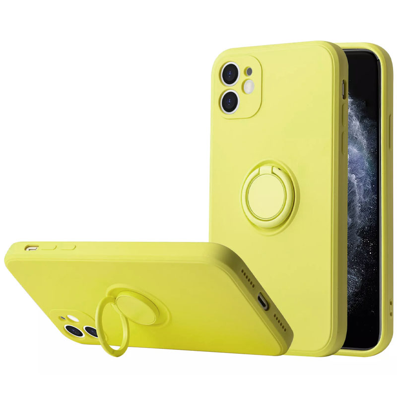 Чехол TPU Candy Ring Full Camera для Apple iPhone 12 (6.1") (Желтый / Yellow)